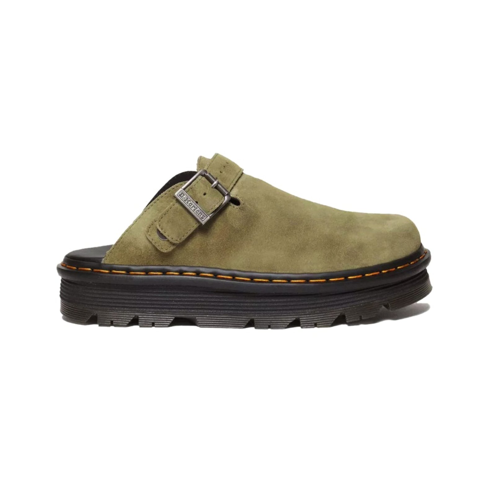 Dr. Martens Zebzag Suede Slingback Platform Mule Muted Olive