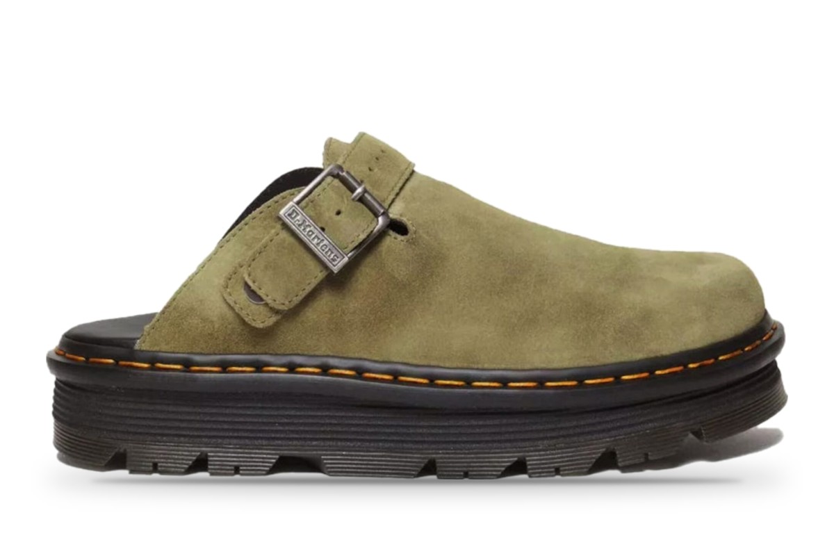 Dr. Martens Zebzag Suede Slingback Platform Mule Muted Olive