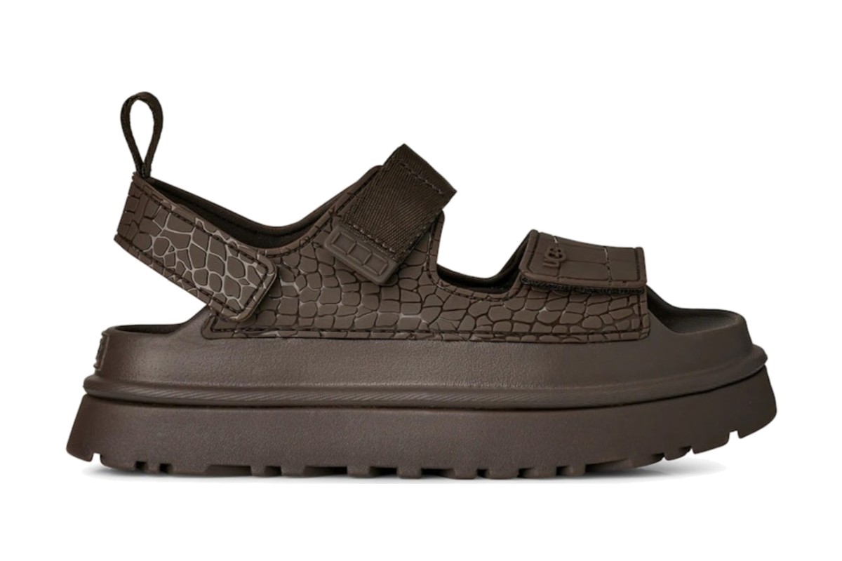 UGG GoldenGlow Embossed Sandals Dense Smoke