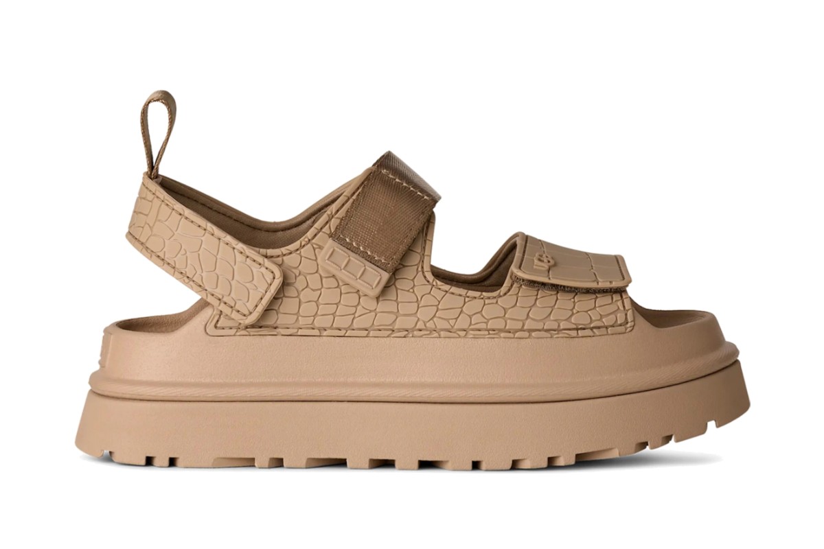 UGG GoldenGlow Embossed Sandals Mustard Seed
