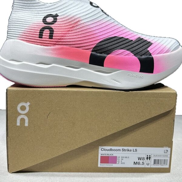 OnCloud Cloudboom Strike LS White Gradient Pink on box