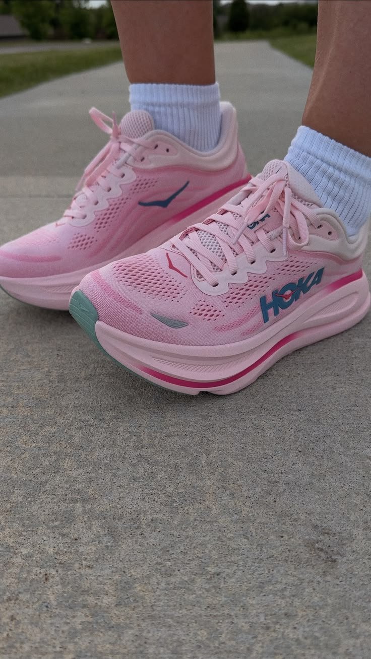 Pink Hoka running shoes