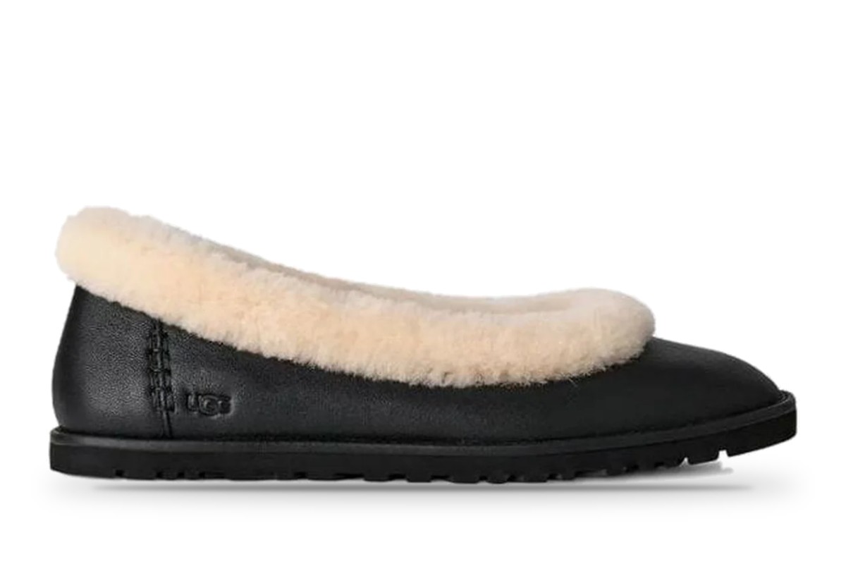 UGG Zora Leather Ballet Flat Black